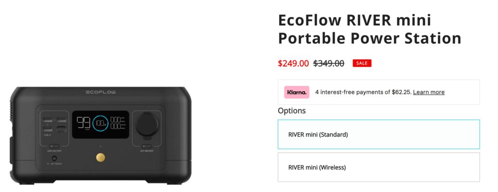 EcoFlow RIVER mini Portable Power Station second of the best portable power station for camping and van life. It's lightweight and wireless.