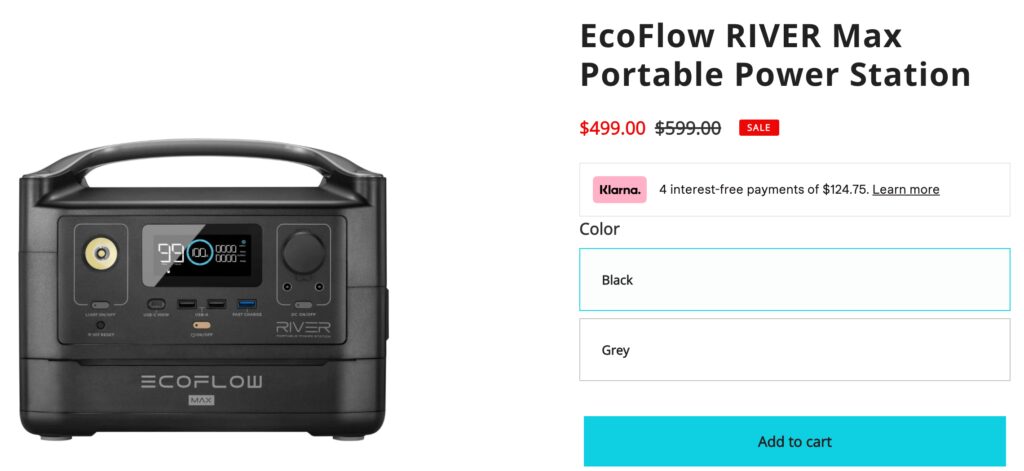 The EcoFlow RIVER Max Portable Power Station a fast charging power station.