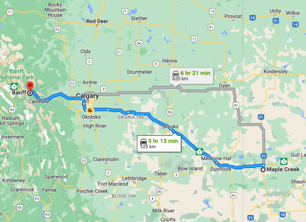 Cross Canada Road Trip Map: Alberta Section