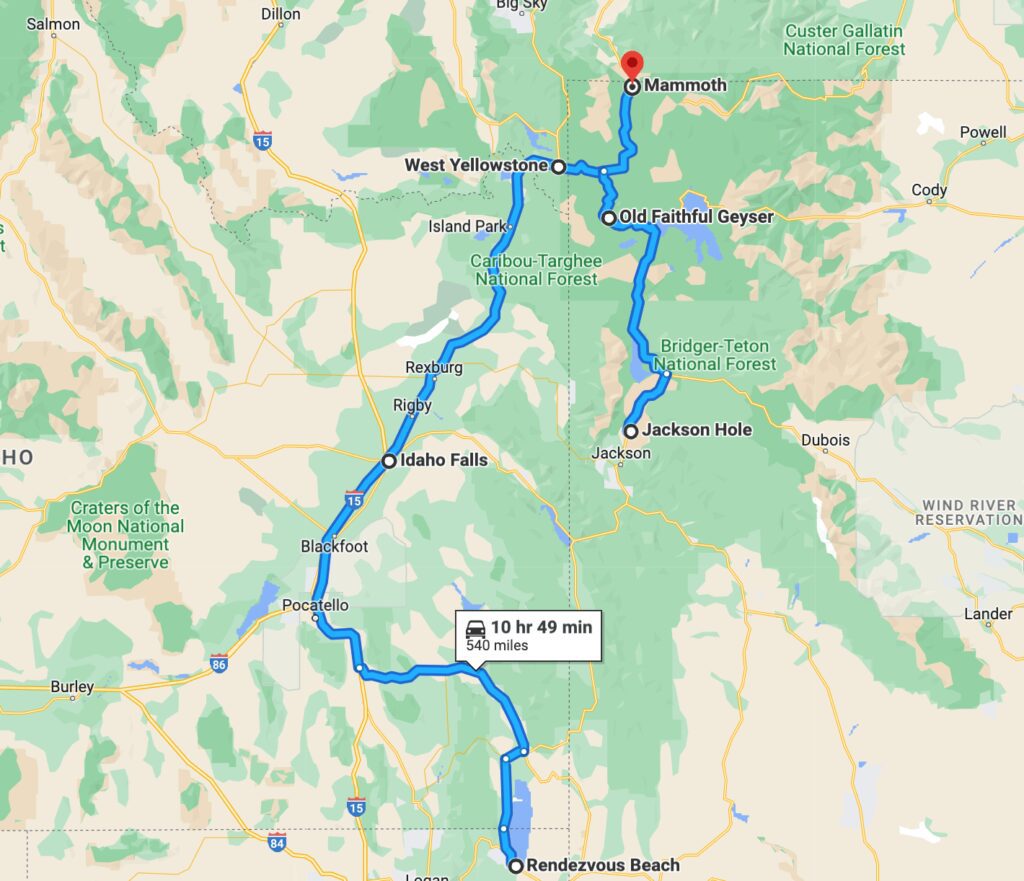 Utah to Montana Road Trip Itinerary Map