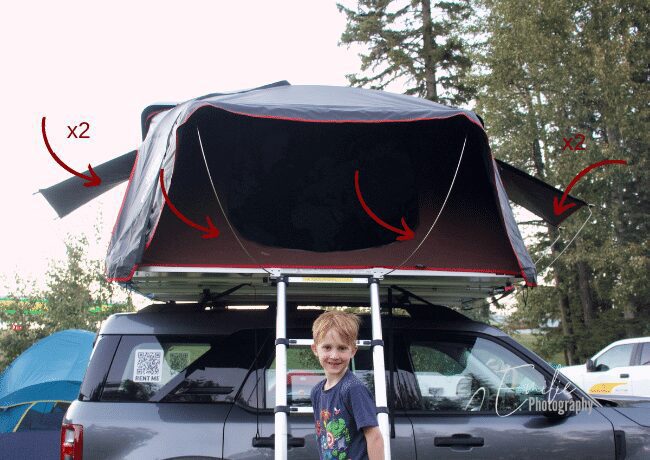 To install the iKamper rooftop tent rods, securely attach them to the designated points on the tent's base using the provided hardware, ensuring a stable and comfortable camping setup.