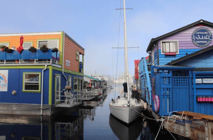 Colorful Boats at Fisherman's Wharf in Victoria BC