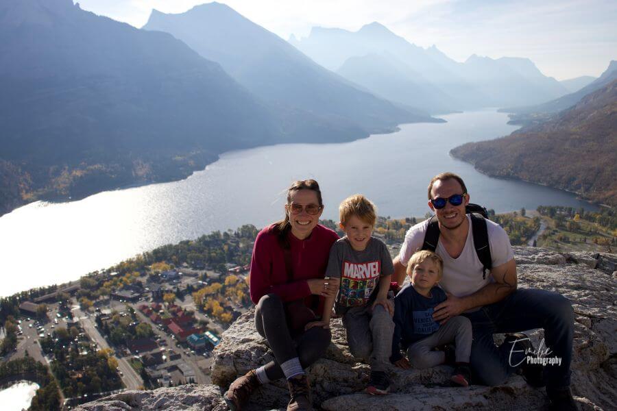 Love Life Abroad family - At the Top of Bears Hump in Waterton Lakes