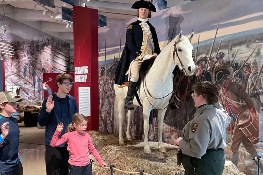 Children completing their Ranger pledge at Valley Forge National Historical Park