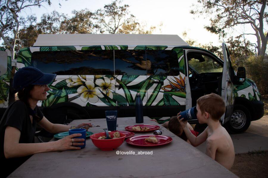 Escape Campervan Dinning time in the great outdoor in the best
