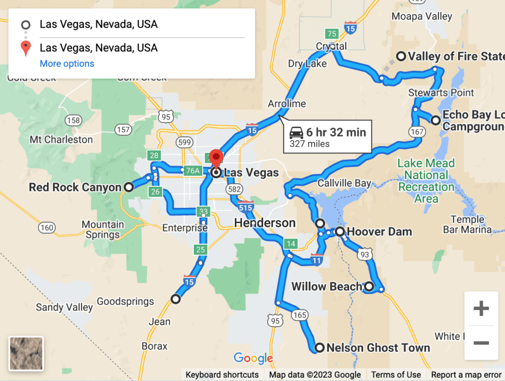 First part of the Las Vegas Road Trip Itinerary