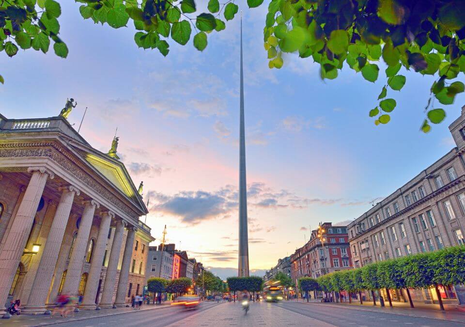 The vibrant downtown Dublin.