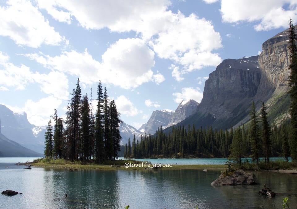 Things to do in Jasper Alberta with kids. View of Spirit Island on the Maligne Lake boat cruise