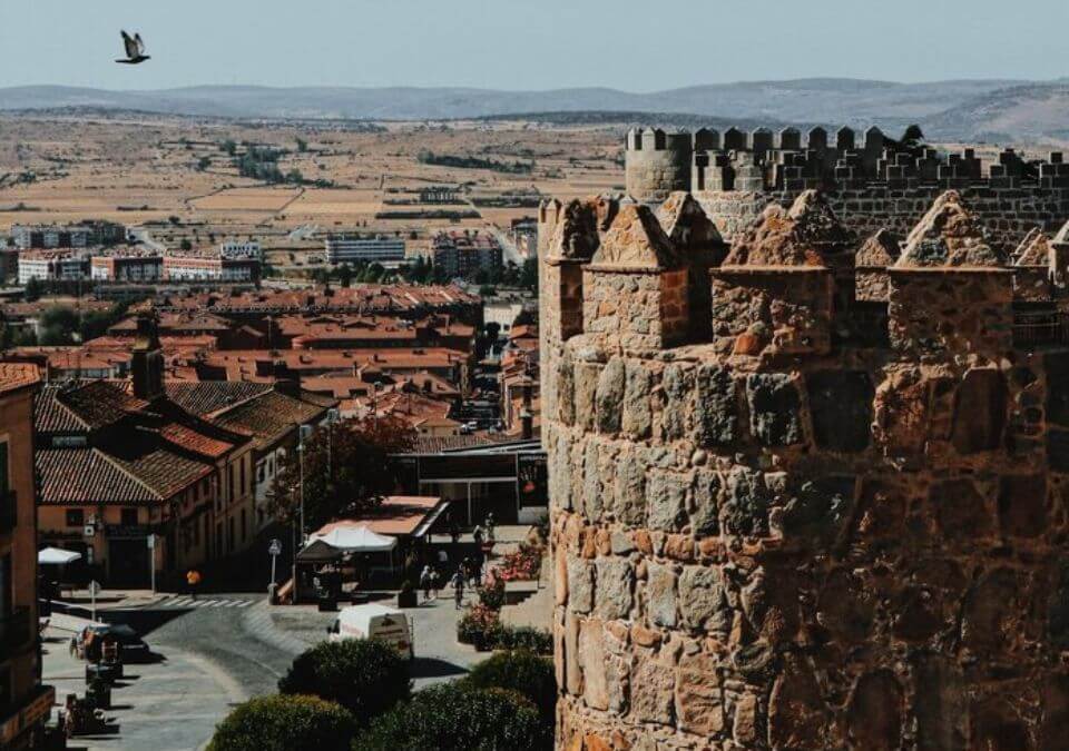 Stunning building in Avila during our day trip to Avila from Madrid with kids.
