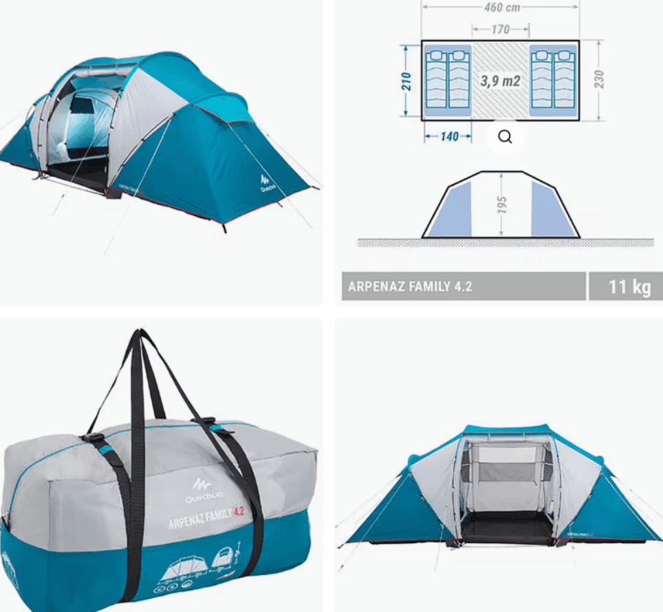The Quechua Arpenaz Tent from Decathlon offers durability, easy setup, and ample space for comfortable family camping.