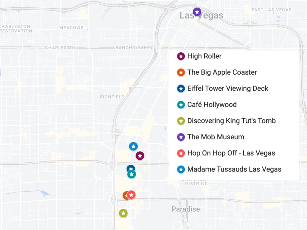 Las Vegas Attractions Map with our 2-day Go City all-inclusive pass