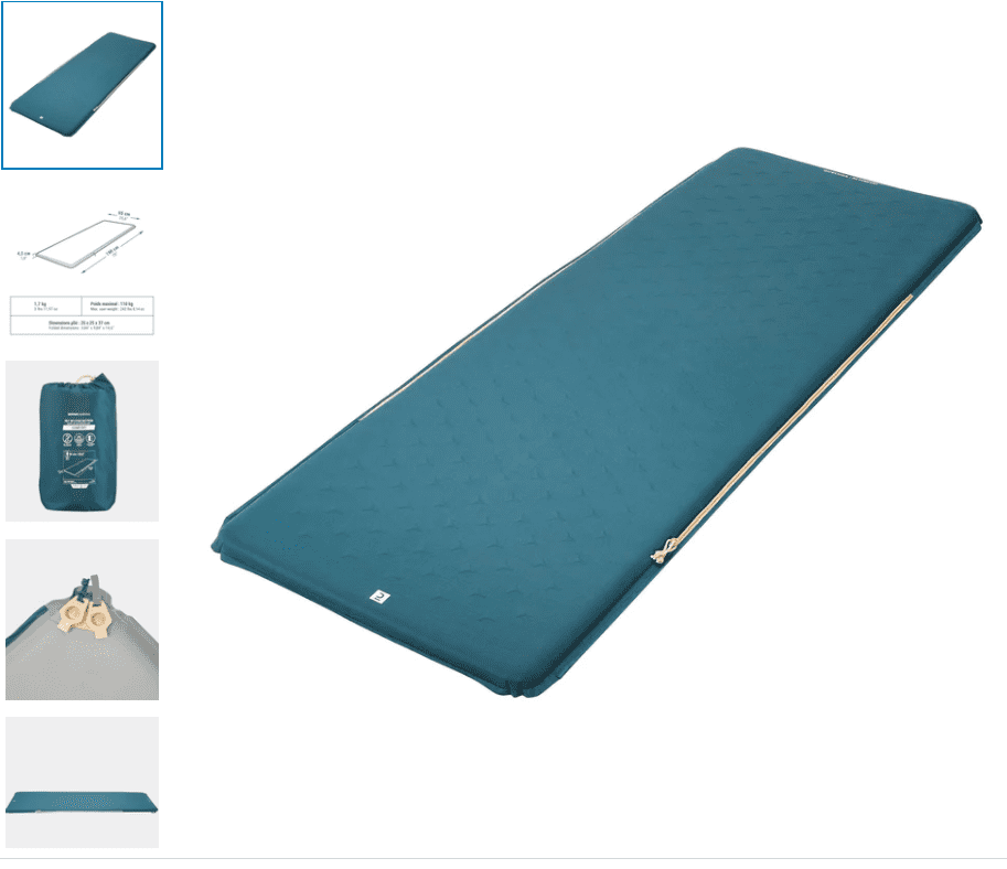 Enjoy a comfortable and restful night's sleep during your camping adventures with this Comfort 26" Sleeping Mat from Decathlon, providing superior cushioning and support.