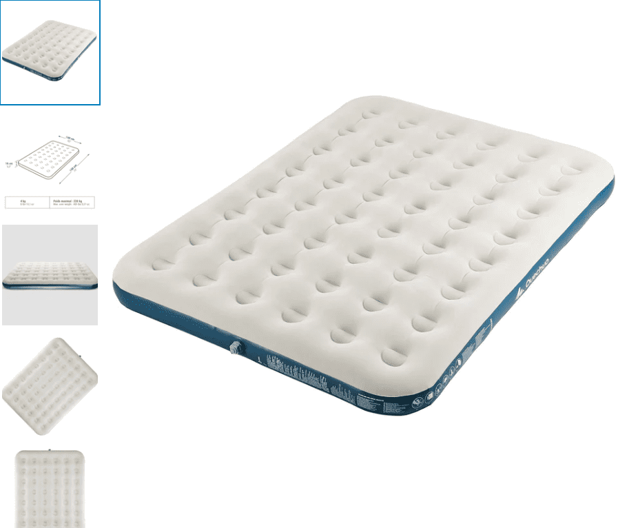 Share a comfortable night's sleep with your camping partner on this spacious and convenient Quechua Basic Inflatable Mattress for 2 Persons from Decathlon.