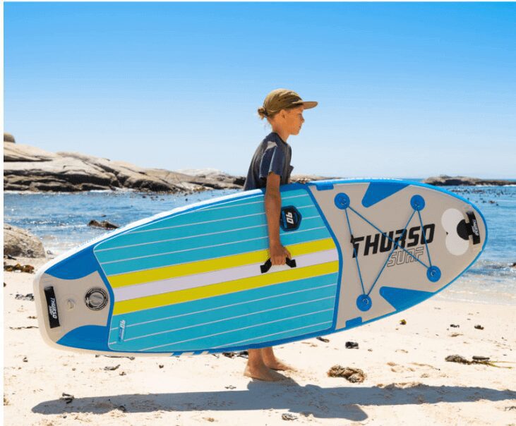 Thursosurf Prodigy Junior SUP - Azure-colored inflatable paddle board, designed for young adventurers, with durable construction for safe and enjoyable water activities.