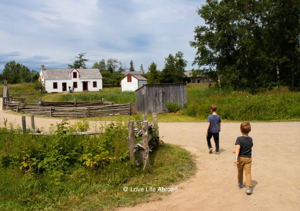 walking on the path at the Acadian Village in Caraquet