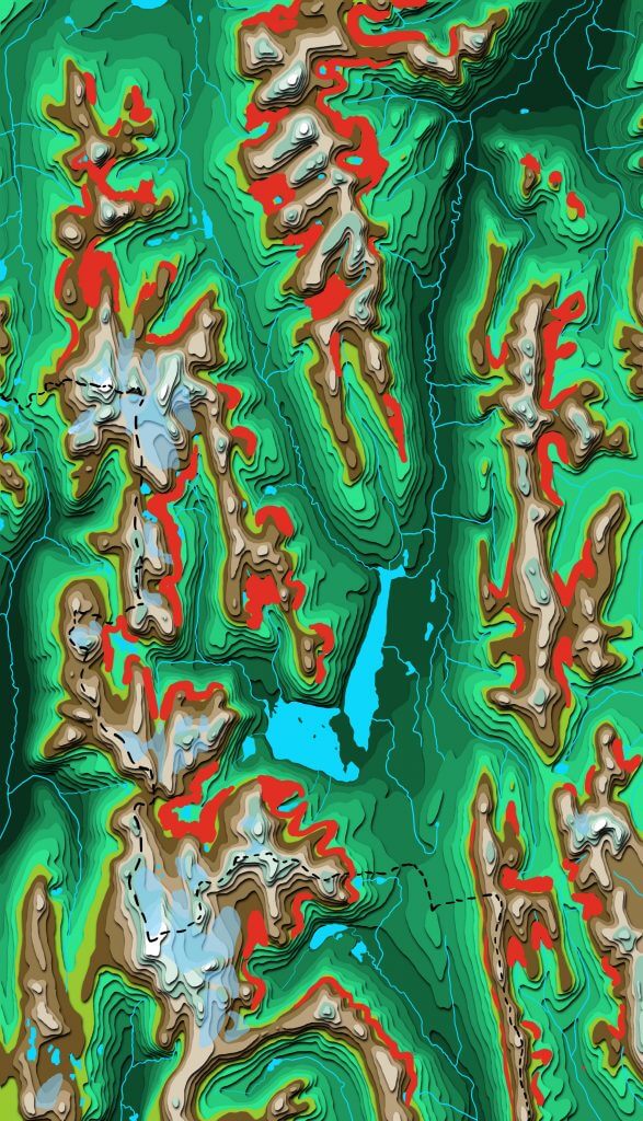 Topo Map - Peter Lougheed Provicial Park Area - Location of Subalpine Larches