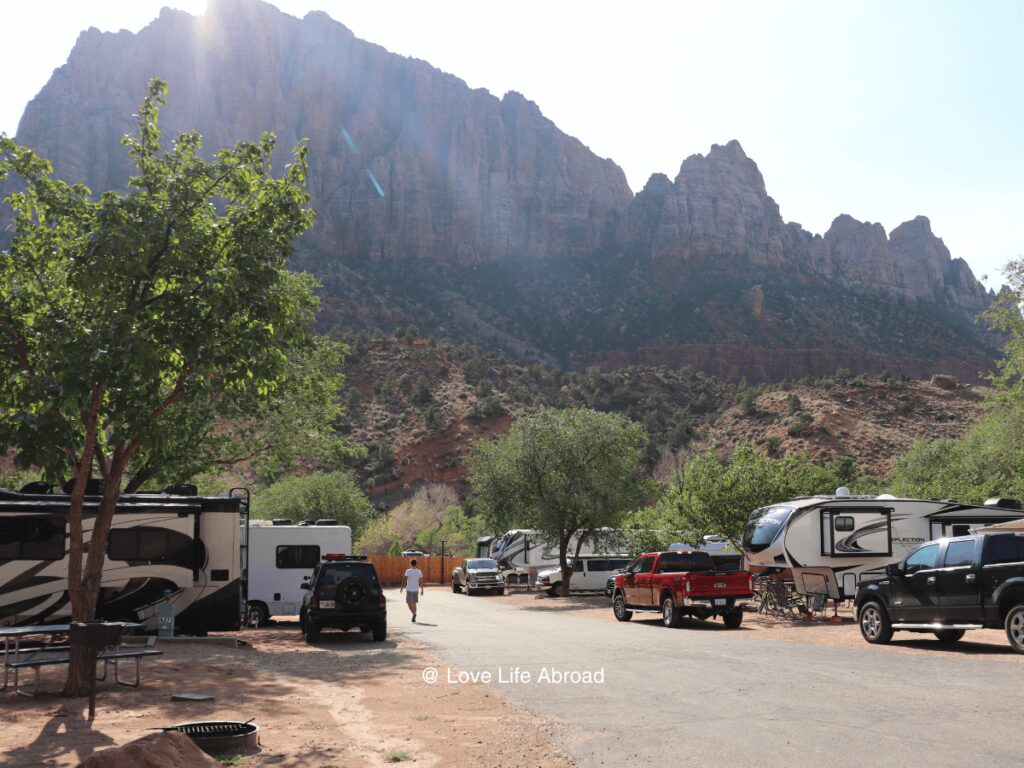 When we visited Zion National Park, we stayed at the Zion Canyon Campground in Springdale