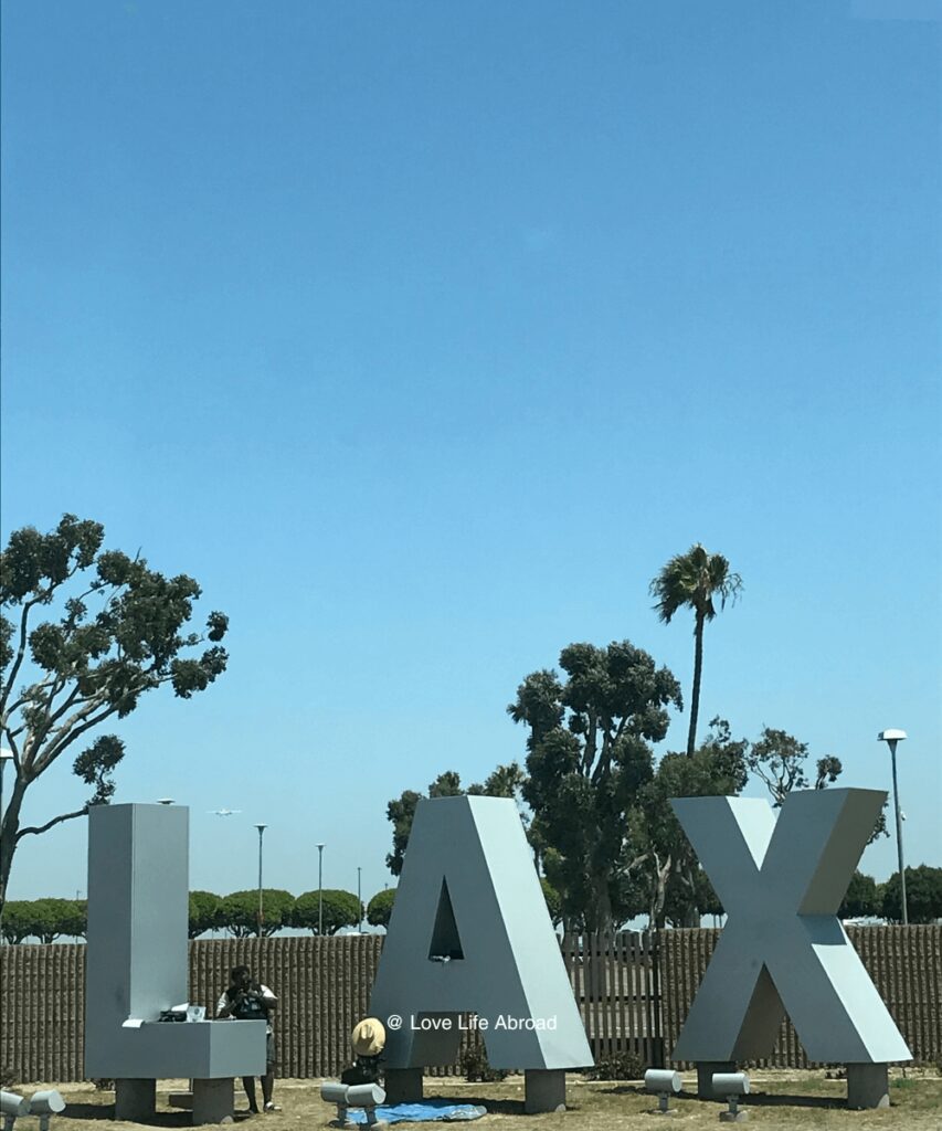 The famous LAX sign at the Los Angeles airport