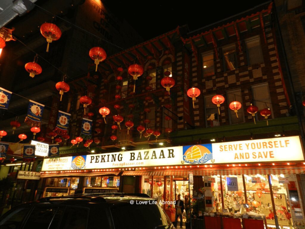 walking around Chinatown in San Francisco in the evening