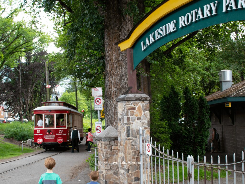 Dont miss the historic trolley ride at the Lakeside Rotary Park in Nelson 