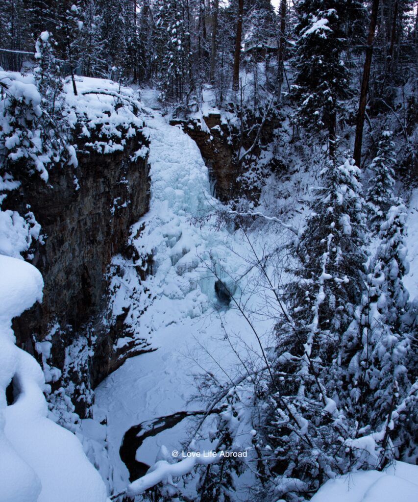 The Marysville Falls in Kimberley in the winter