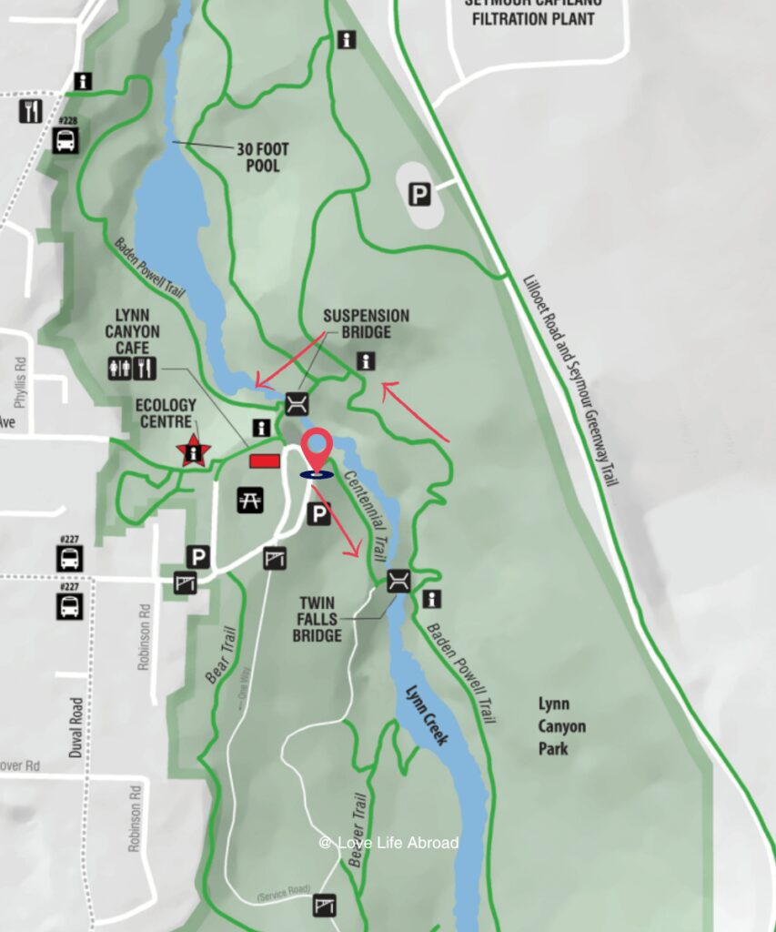 Map of Lynn Canyon Park