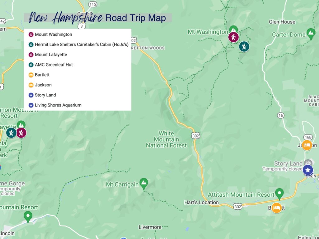 New Hampshire Road Trip Map