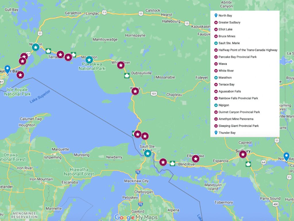 Northern Ontario road trip Map Itinerary - Love Life Abroad MAPS