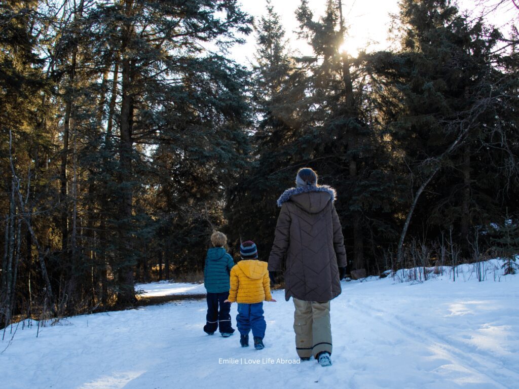 Walking in the snow at JJ Collett Natural Area