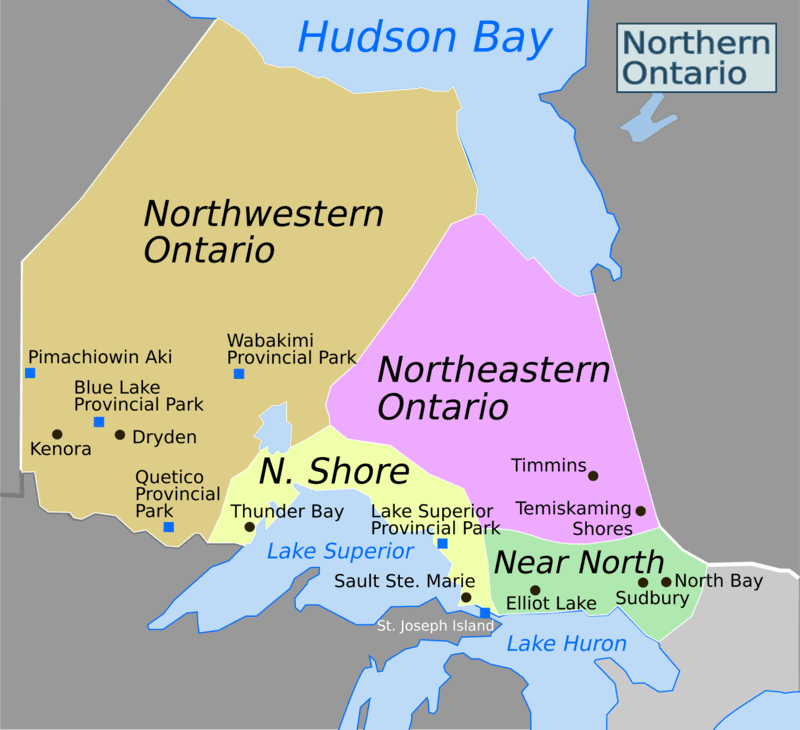 map of Northern Ontario - credit wikivoyage