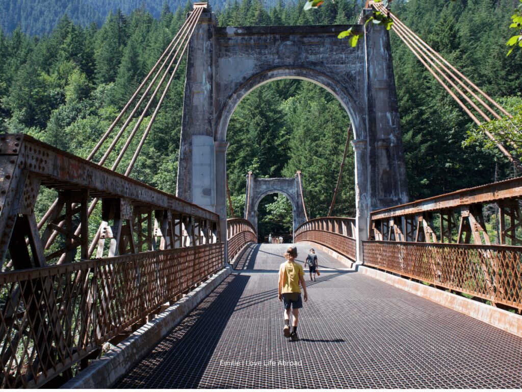 Walking on the Alexandria Suspension Bridge on the Fraser Canyon Highway