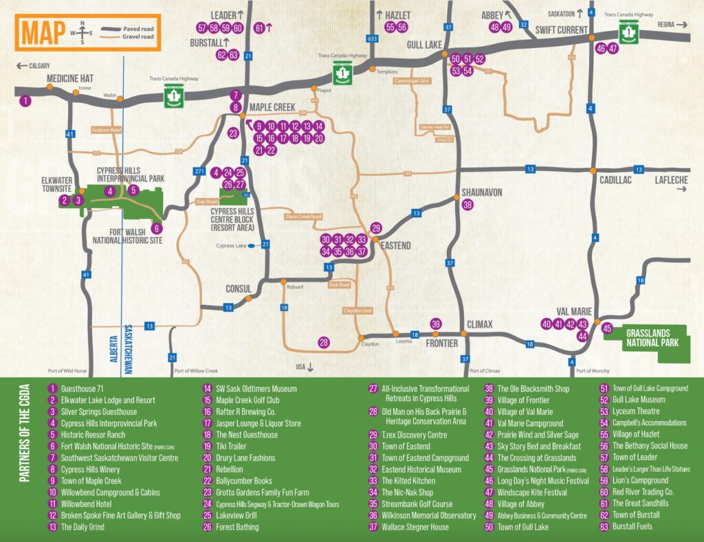 Map of Cypress Hills and Grasslands