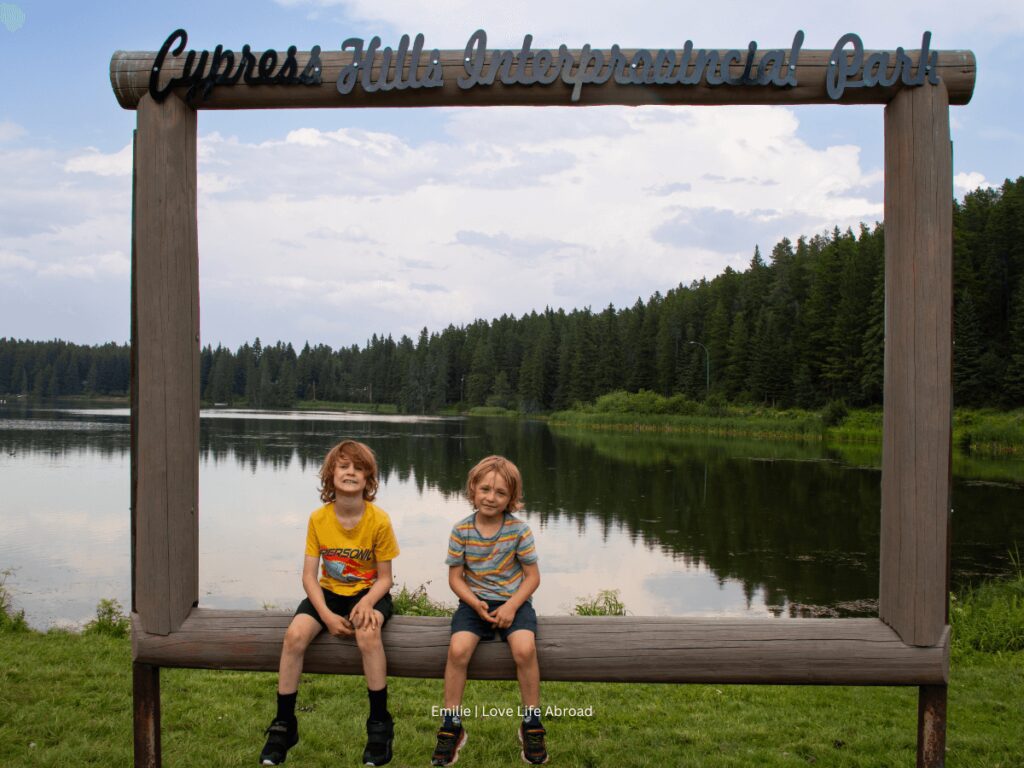 photo ops at the Cypress Hills Interprovincial Park sign in Saskatchewan 