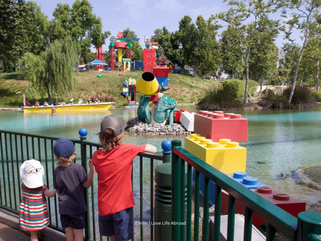 The kids loved looking at the LEGO structure in the lake as we entered Legoland in California